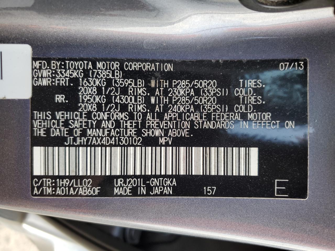 JTJHY7AX4D4130102 2013 Lexus Lx 570