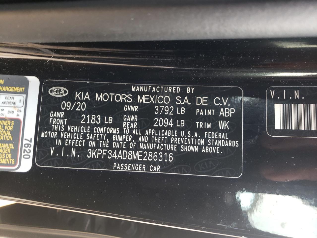 3KPF34AD8ME286316 2021 Kia Forte Gt Line