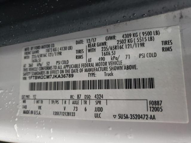 2018 Ford Transit T-350 VIN: 1FTBW2CM7JKA36789 Lot: 58661124