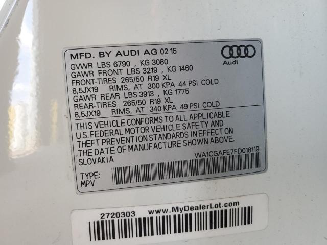 2015 Audi Q7 Premium VIN: WA1CGAFE7FD018119 Lot: 59139304