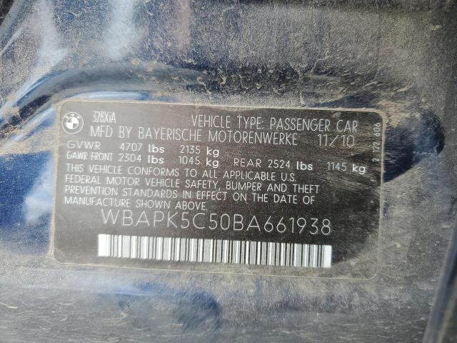 2011 BMW 328 Xi Sulev VIN: WBAPK5C50BA661938 Lot: 59888254