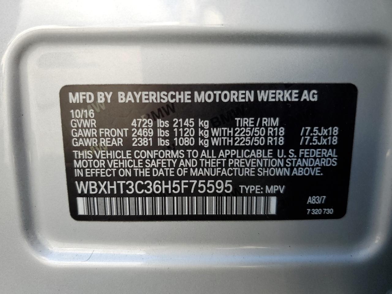 WBXHT3C36H5F75595 2017 BMW X1 xDrive28I