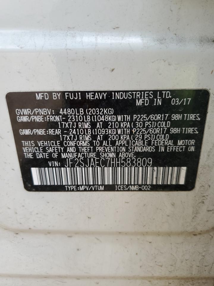 JF2SJAEC7HH583809 2017 Subaru Forester 2.5I Premium