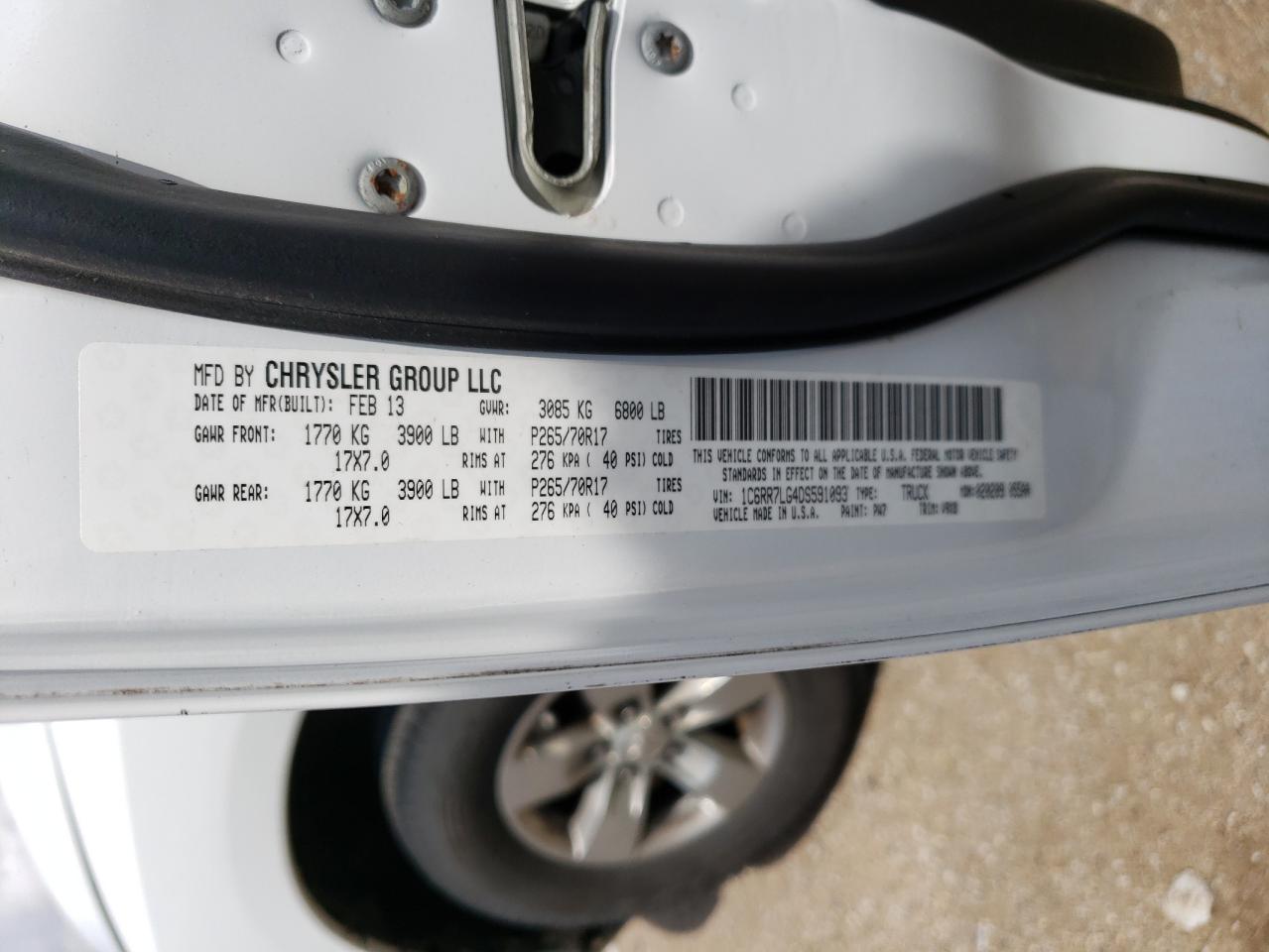 1C6RR7LG4DS591093 2013 Ram 1500 Slt