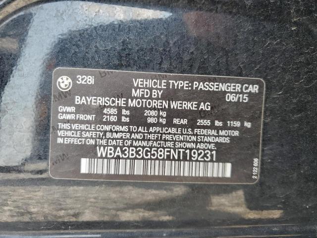 2015 BMW 328 Xi VIN: WBA3B3G58FNT19231 Lot: 60118714