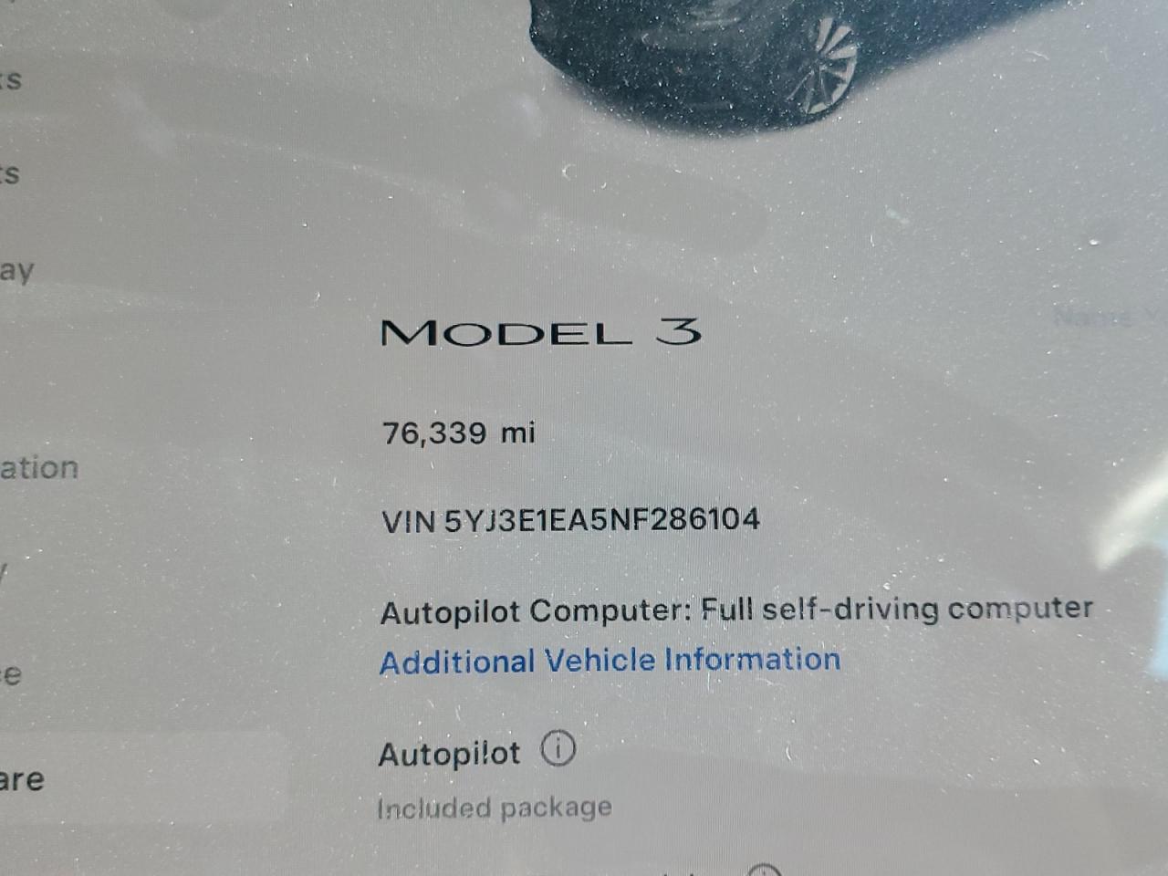 5YJ3E1EA5NF286104 2022 Tesla Model 3