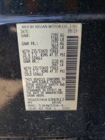 2020 Nissan Murano Sl VIN: 5N1AZ2CS4LN106912 Lot: 60110144