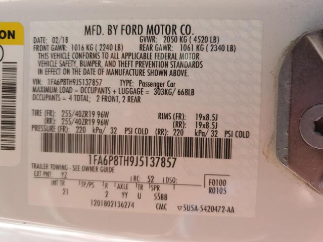 2018 Ford Mustang VIN: 1FA6P8TH9J5137857 Lot: 57886584