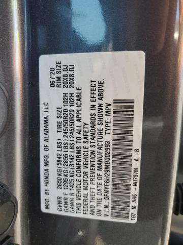 2021 Honda Pilot Se VIN: 5FNYF6H29MB002993 Lot: 59651814