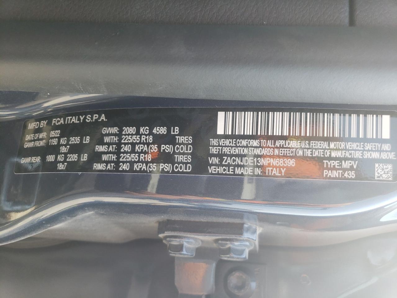 ZACNJDE13NPN68396 2022 Jeep Renegade Altitude