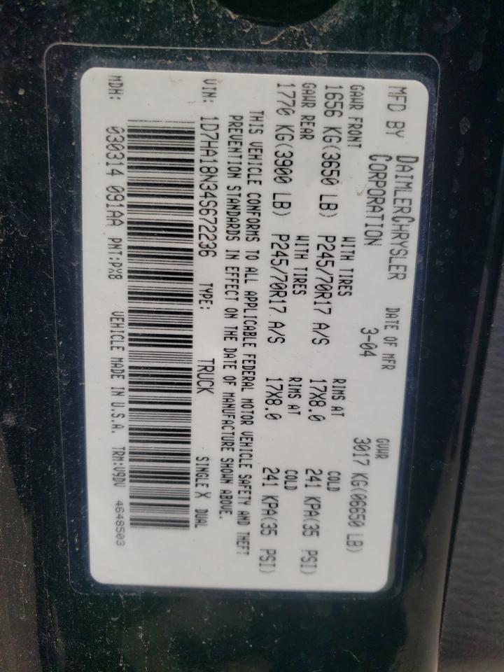 1D7HA18N34S672236 2004 Dodge Ram 1500 St