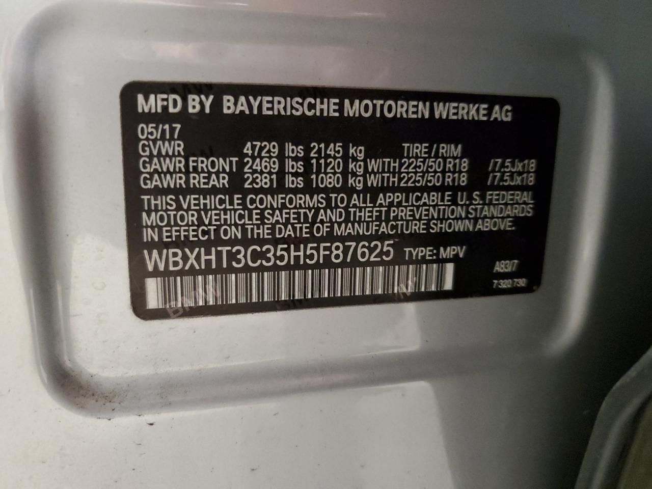 WBXHT3C35H5F87625 2017 BMW X1 xDrive28I