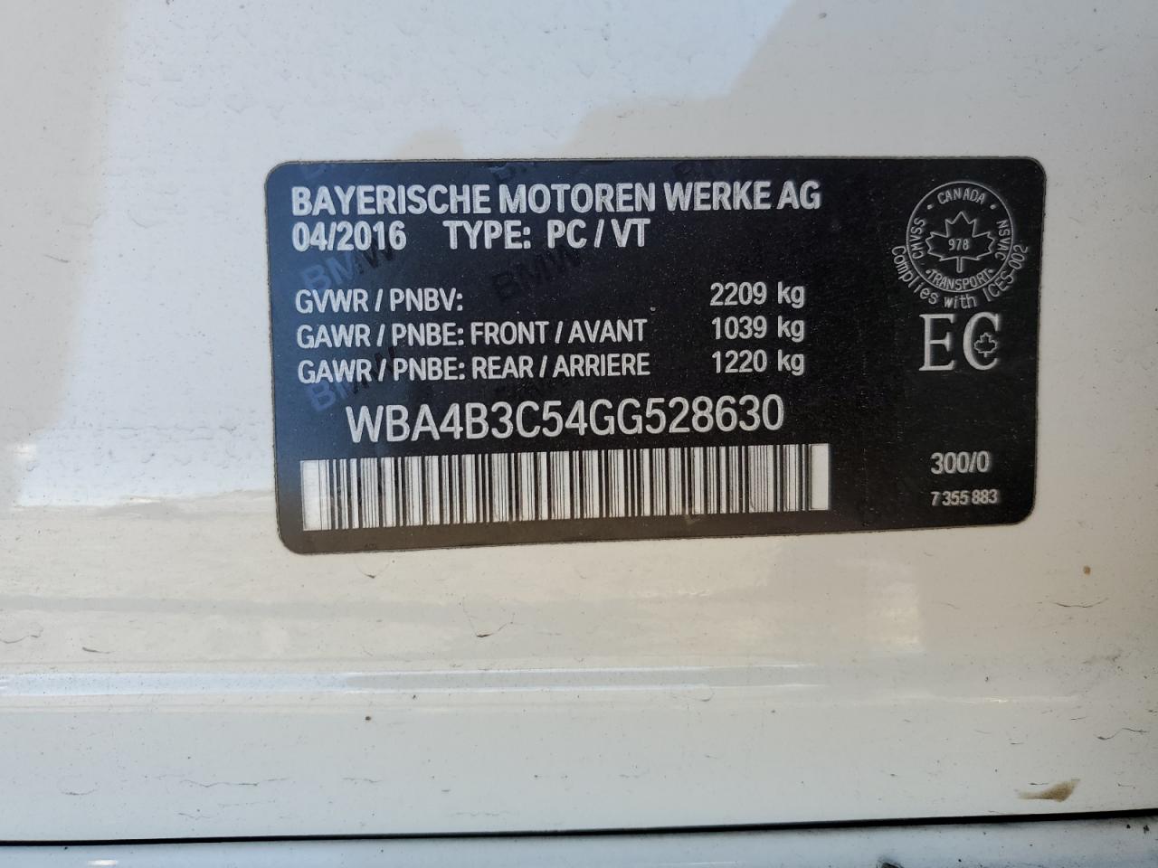 WBA4B3C54GG528630 2016 BMW 435 Xi Gran Coupe