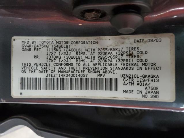 2004 Toyota 4Runner Sr5 VIN: JTEZT14R040014057 Lot: 60031034