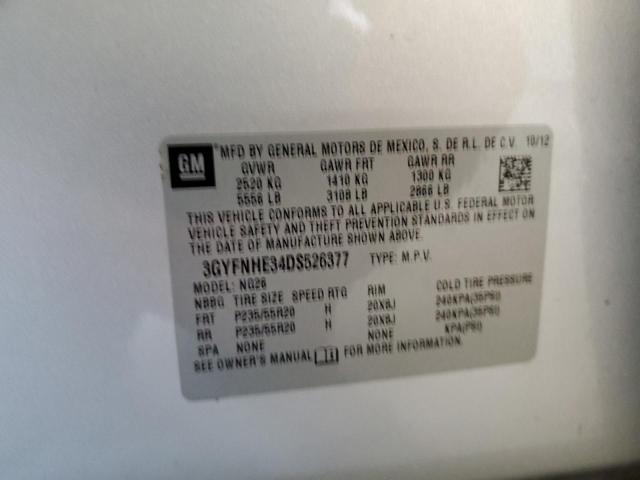 2013 Cadillac Srx Performance Collection VIN: 3GYFNHE34DS526377 Lot: 60603684