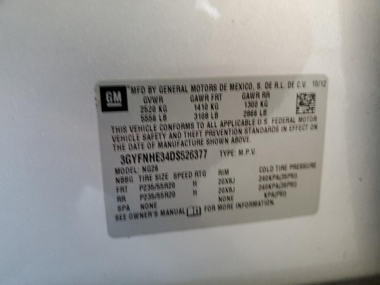 3GYFNHE34DS526377 2013 Cadillac Srx Performance Collection