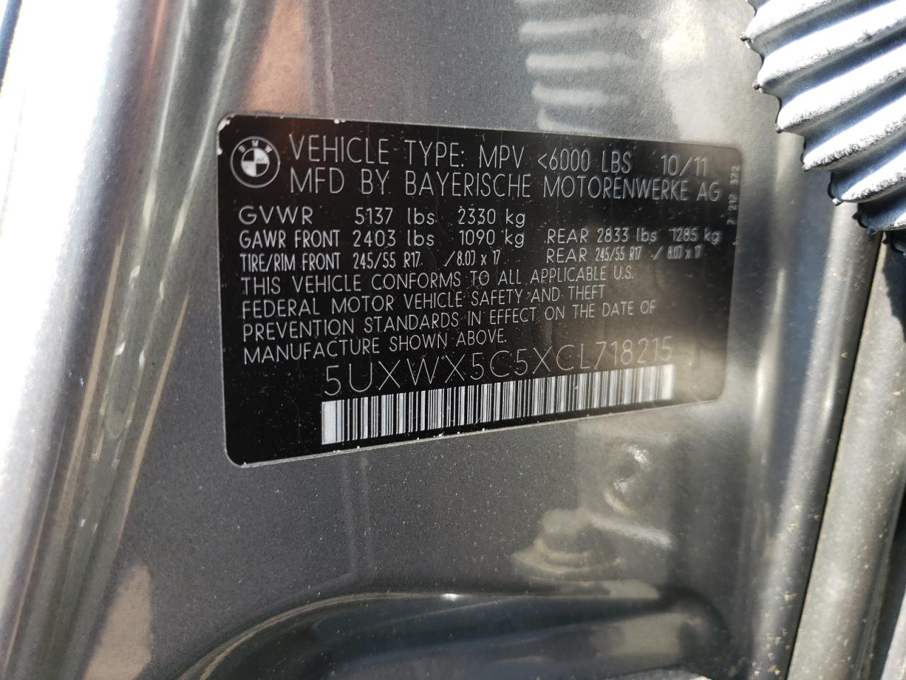 5UXWX5C5XCL718215 2012 BMW X3 xDrive28I