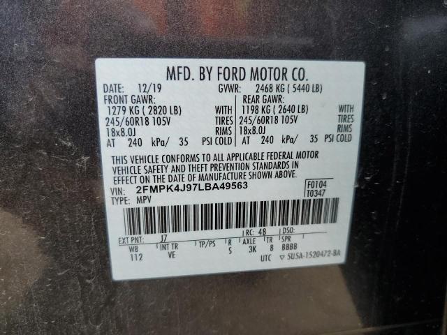 2020 Ford Edge Sel VIN: 2FMPK4J97LBA49563 Lot: 61207714