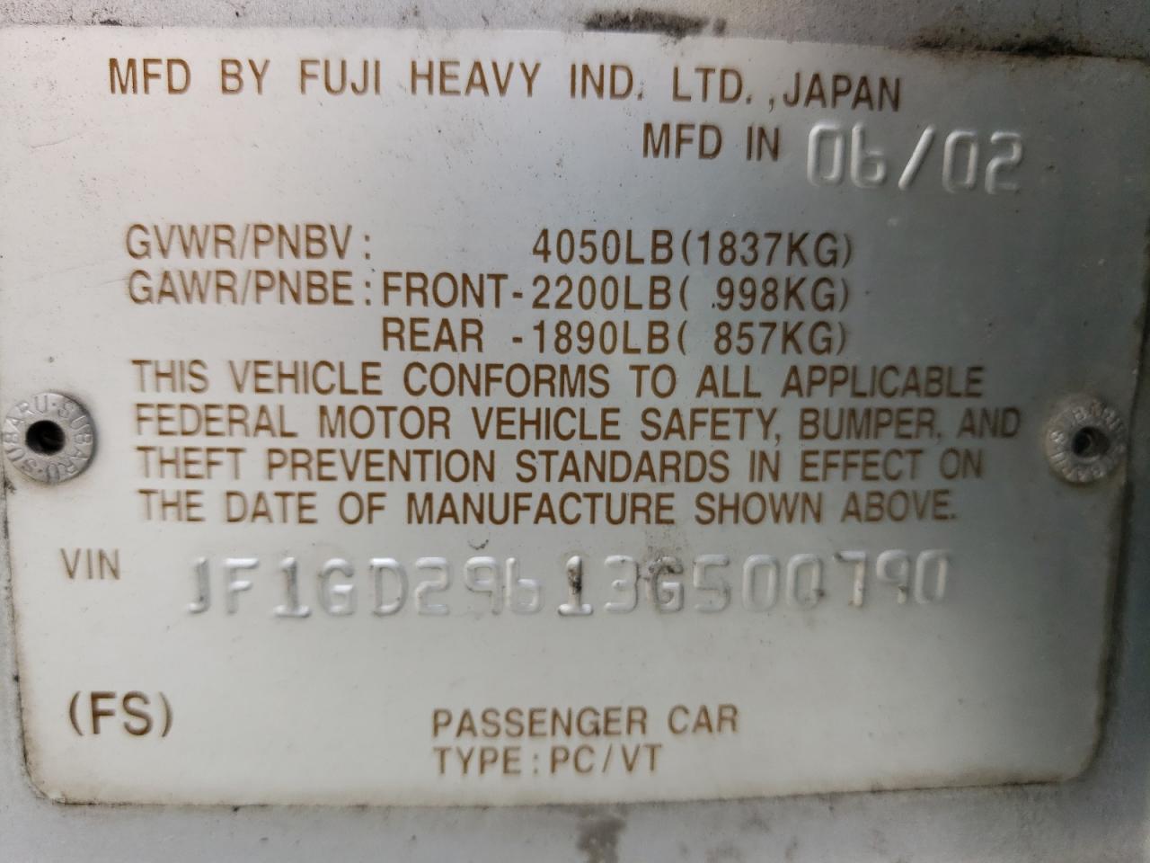 JF1GD29613G500790 2003 Subaru Impreza Wrx