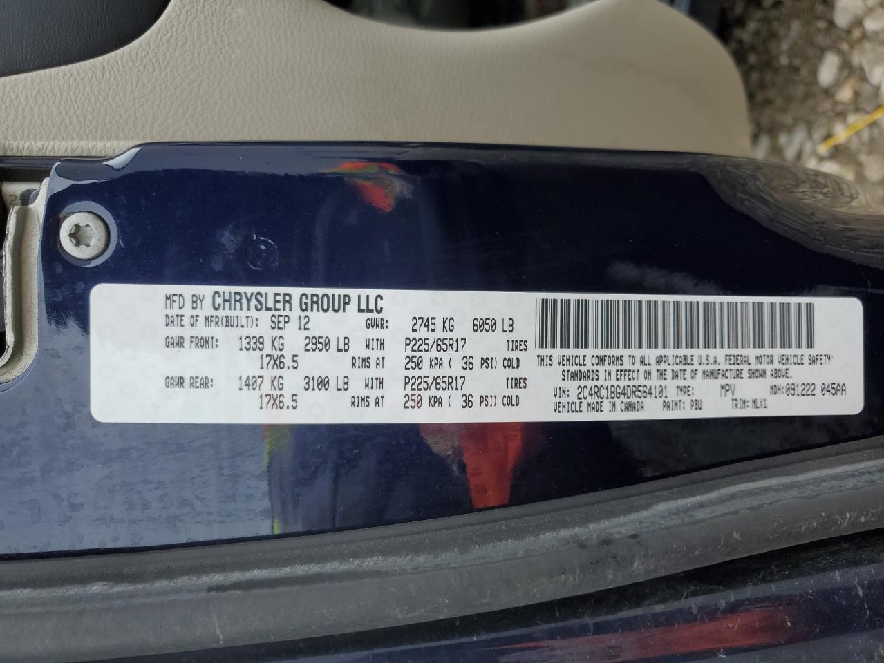 2C4RC1BG4DR564101 2013 Chrysler Town & Country Touring