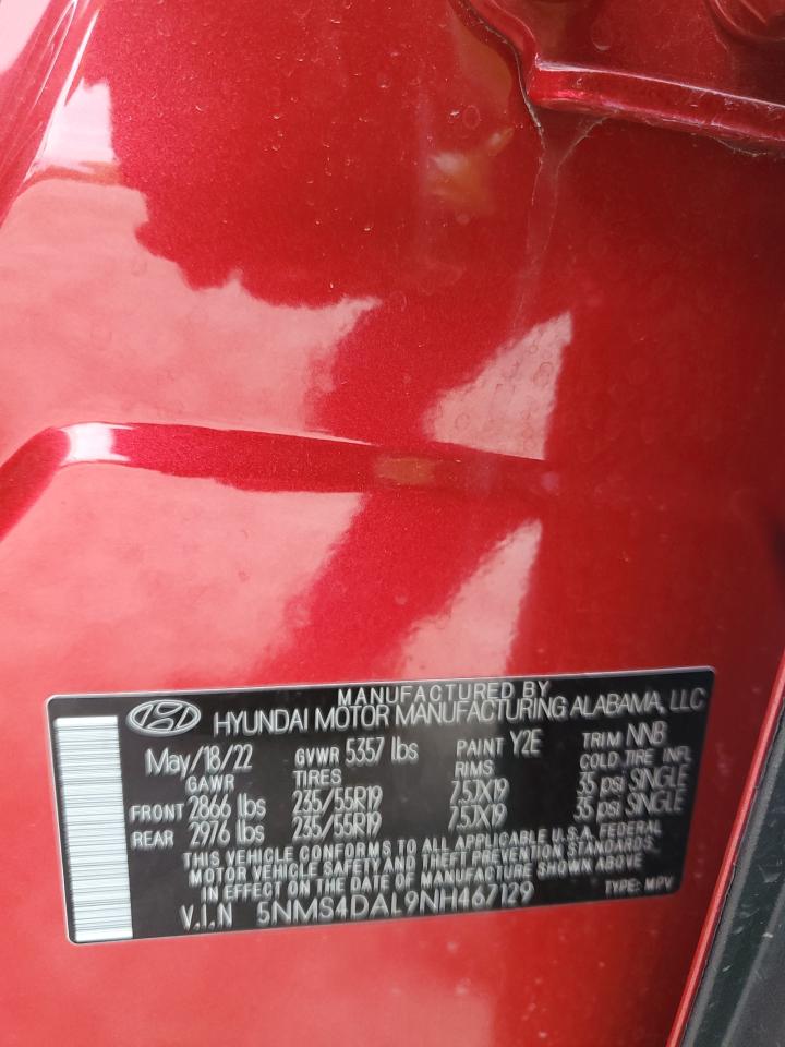 5NMS4DAL9NH467129 2022 Hyundai Santa Fe Limited