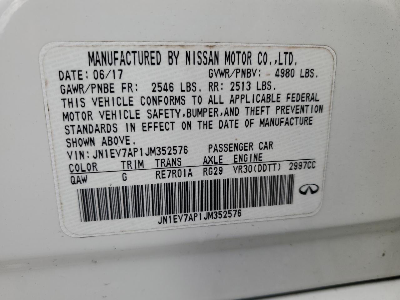 JN1EV7AP1JM352576 2018 Infiniti Q50 Luxe