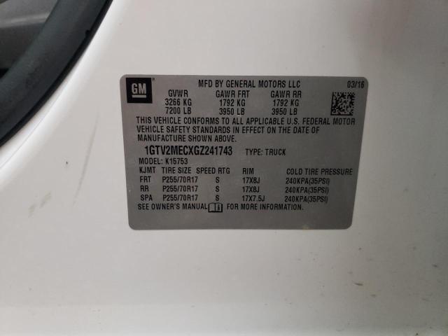 2016 GMC Sierra K1500 Sle VIN: 1GTV2MECXGZ241743 Lot: 59251754