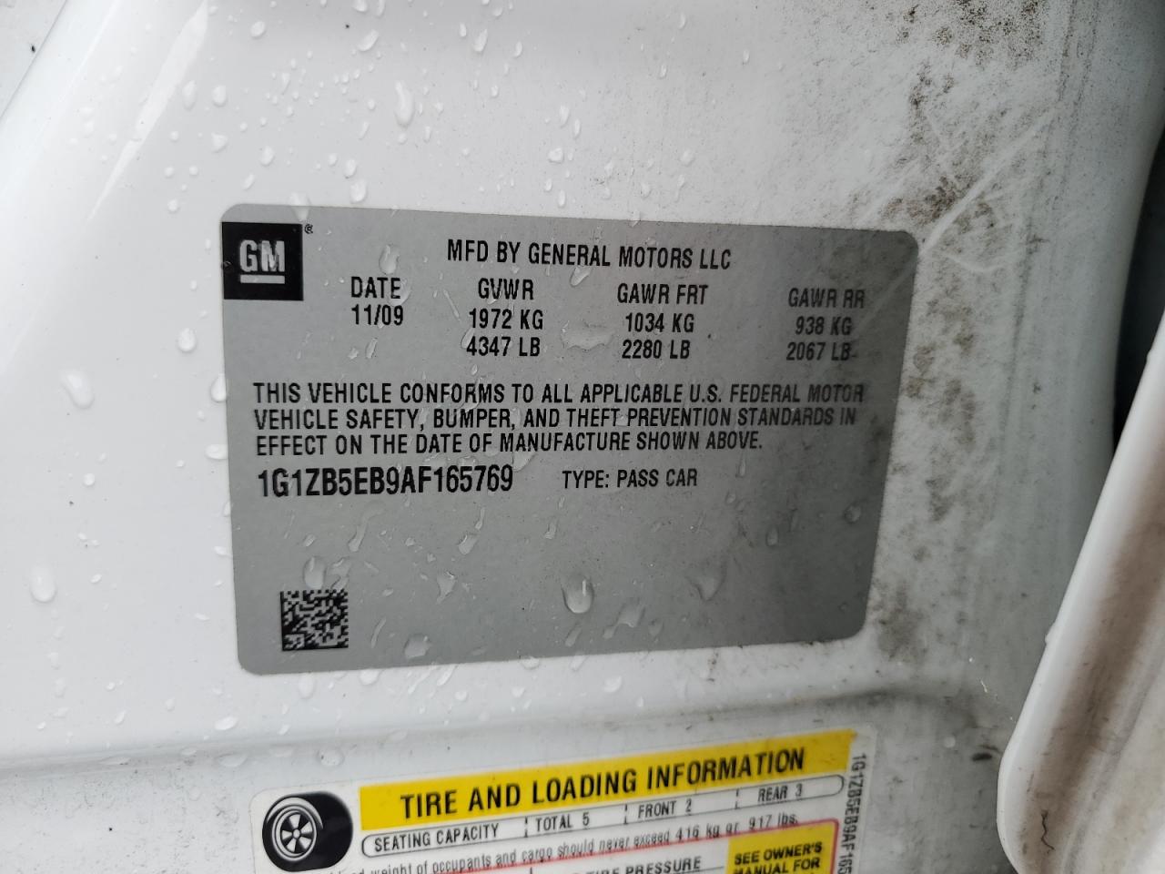 1G1ZB5EB9AF165769 2010 Chevrolet Malibu Ls