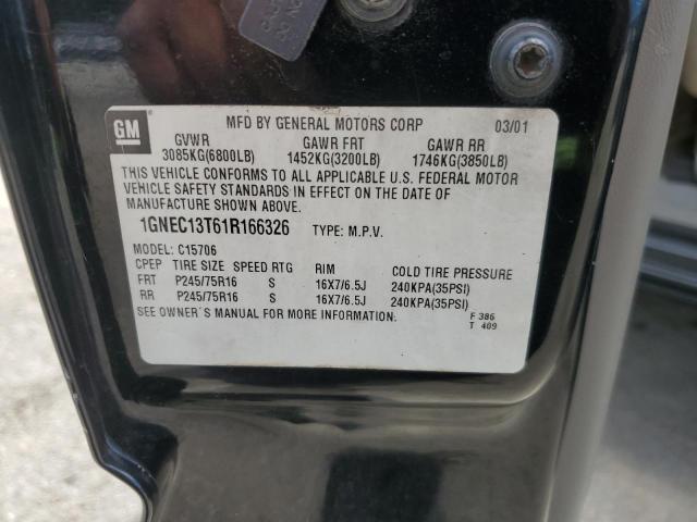 2001 Chevrolet Tahoe C1500 VIN: 1GNEC13T61R166326 Lot: 58847274