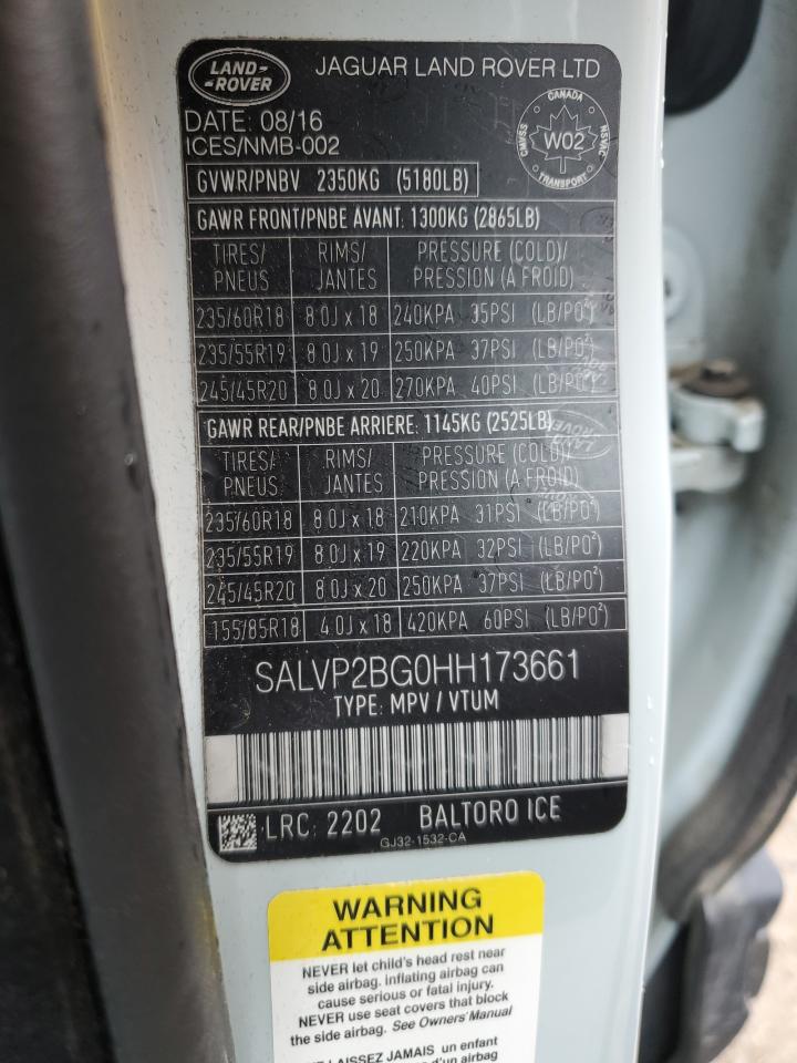 SALVP2BG0HH173661 2017 Land Rover Range Rover Evoque Se