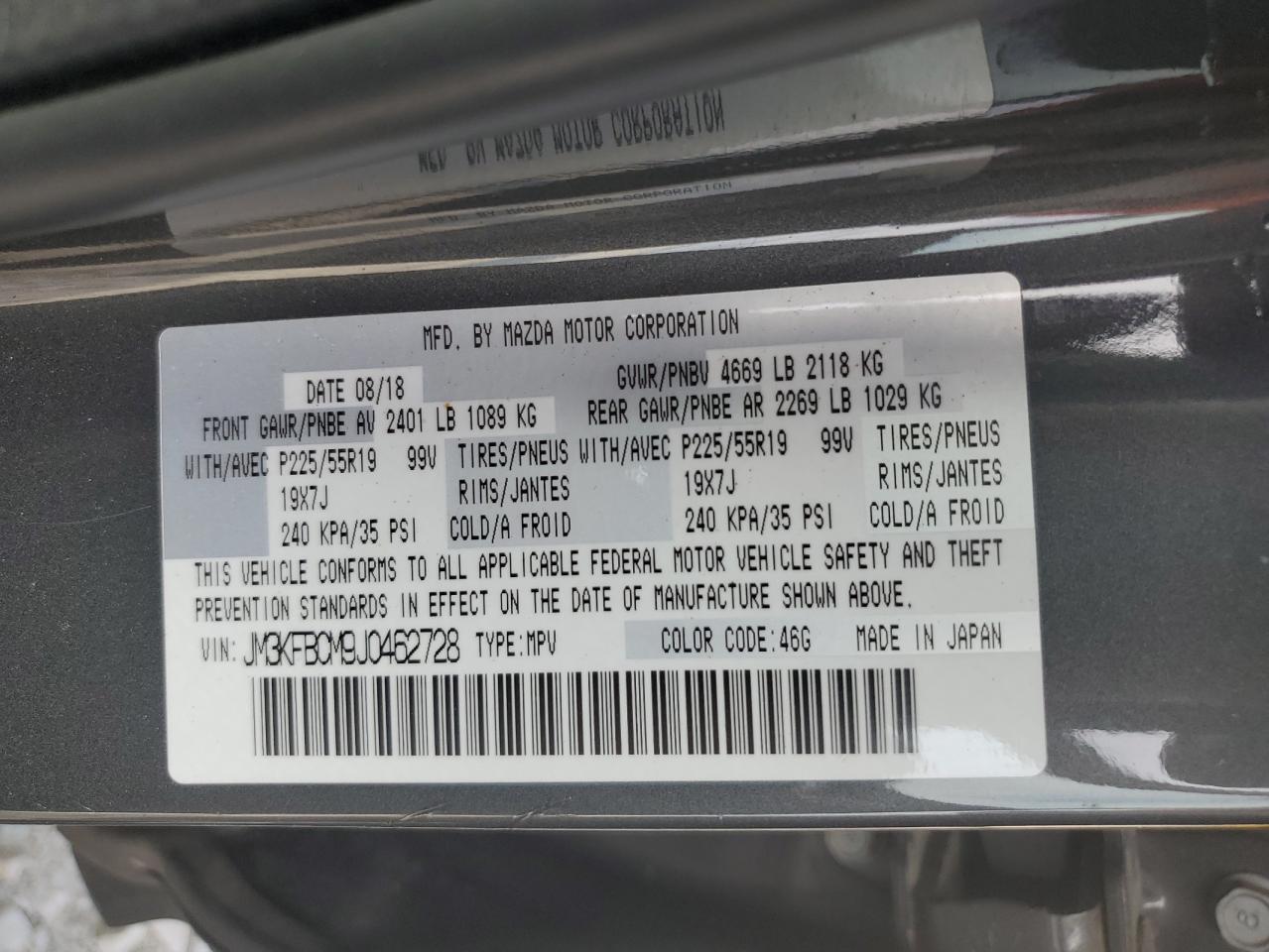 JM3KFBCM9J0462728 2018 Mazda Cx-5 Touring