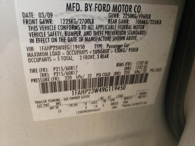 2009 Ford Taurus Se VIN: 1FAHP23W49G119450 Lot: 60250034
