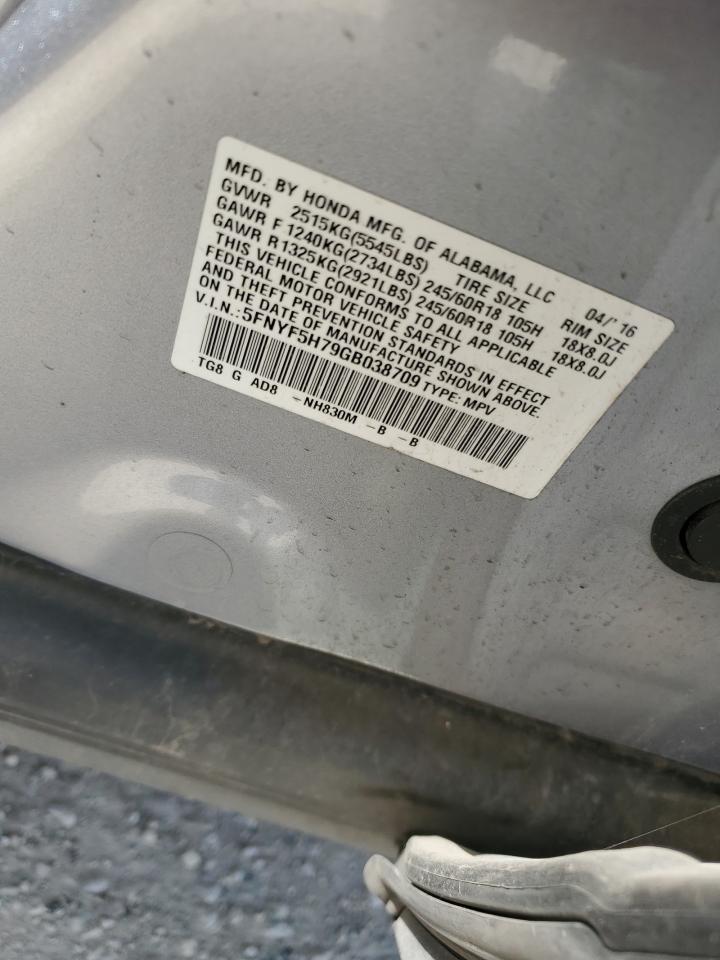 5FNYF5H79GB038709 2016 Honda Pilot Exln