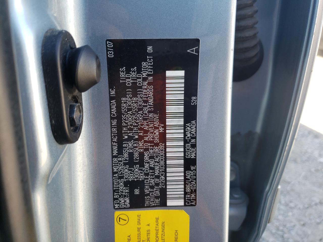 2T2GK31U38C030392 2008 Lexus Rx 350