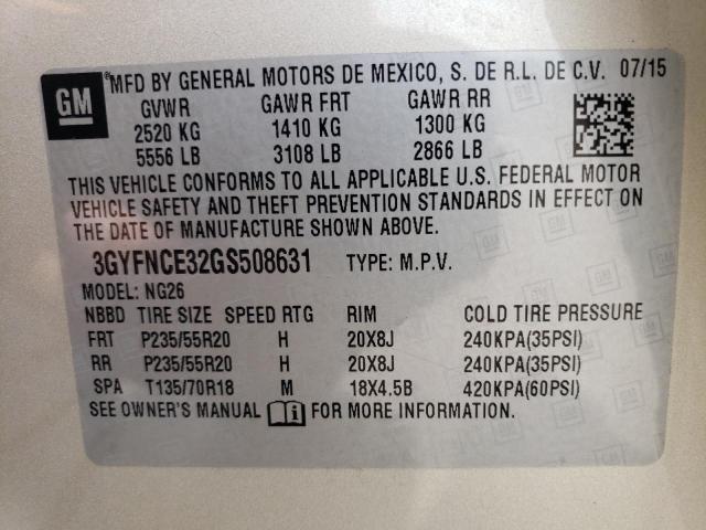 2016 CADILLAC SRX PERFOR - 3GYFNCE32GS508631