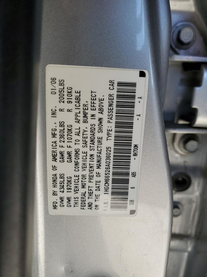 1HGCM66526A036025 2006 Honda Accord Ex
