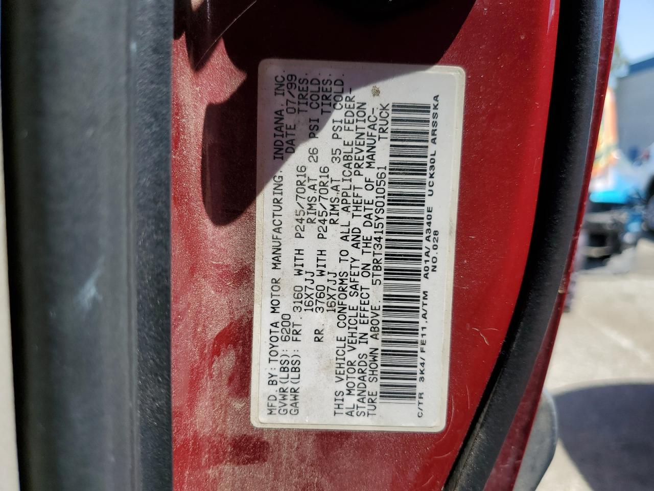 5TBRT3415YS010561 2000 Toyota Tundra Access Cab