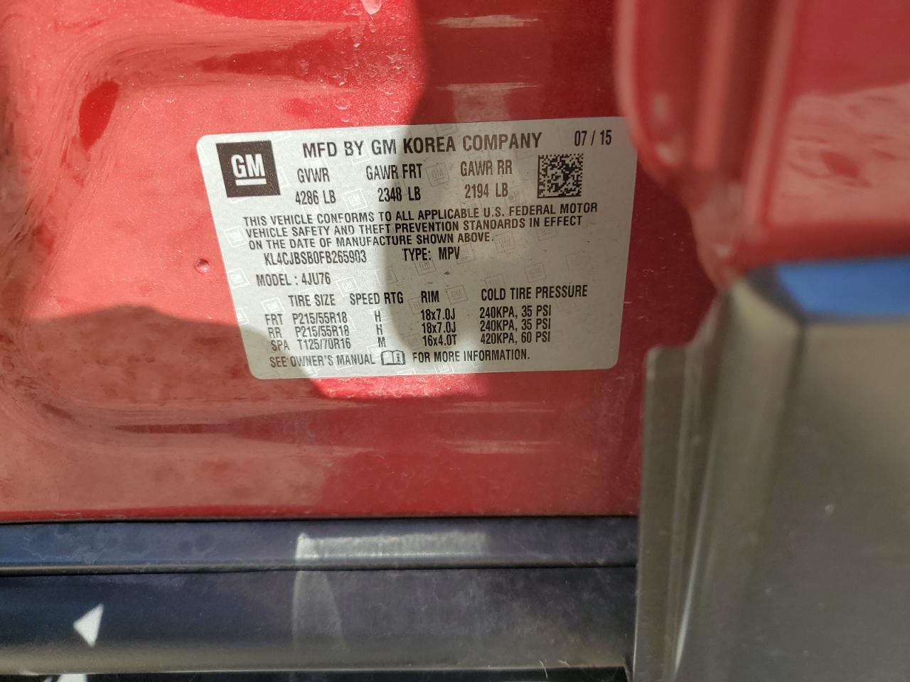 KL4CJBSB0FB265903 2015 Buick Encore Convenience