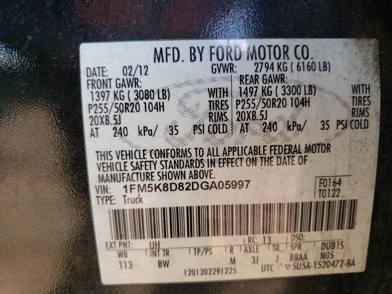2013 Ford Explorer Xlt vin: 1FM5K8D82DGA05997