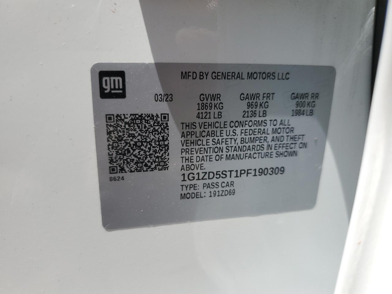 1G1ZD5ST1PF190309 2023 Chevrolet Malibu Lt