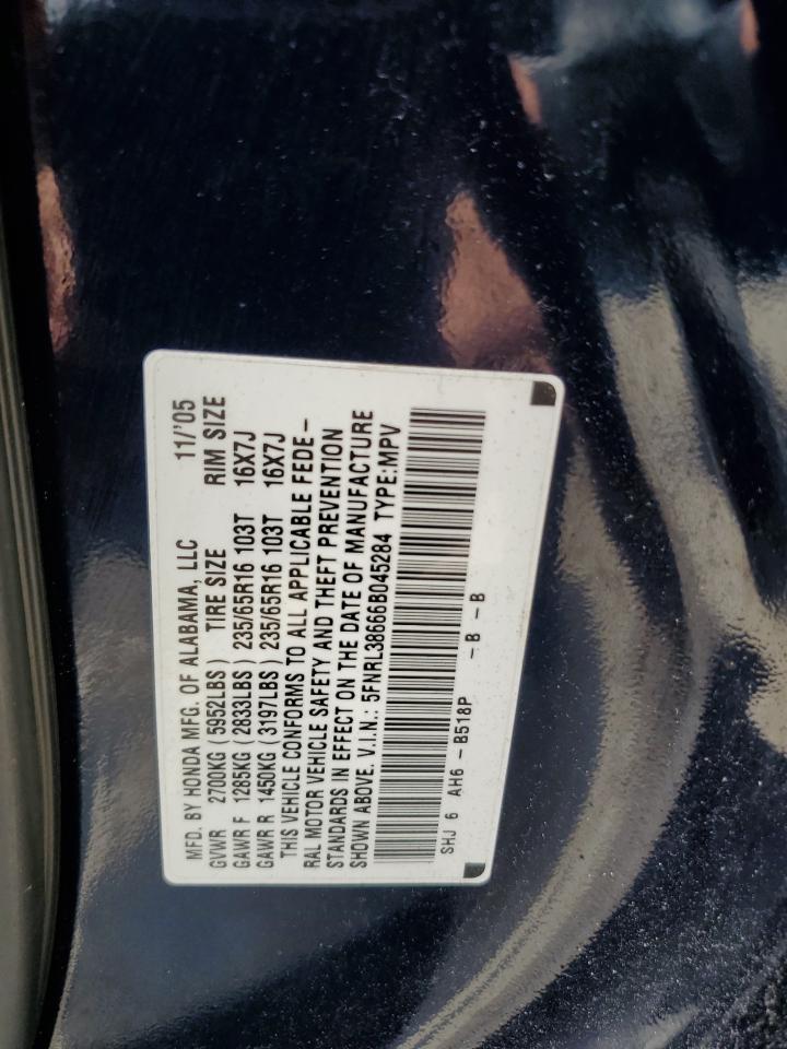 5FNRL38666B045284 2006 Honda Odyssey Exl