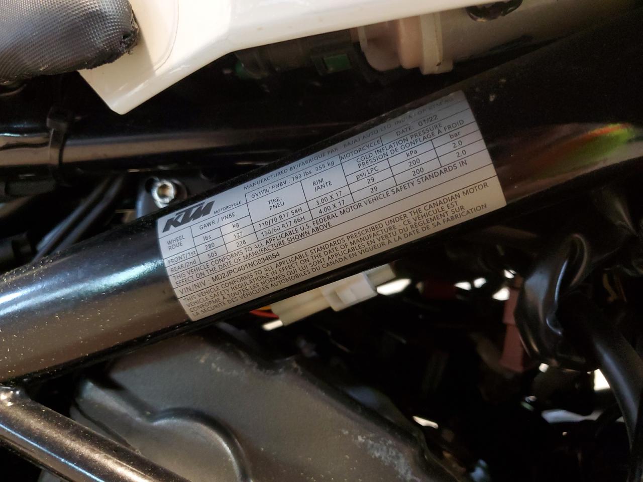 MD2JPC401NC034654 2022 Ktm 200 Duke