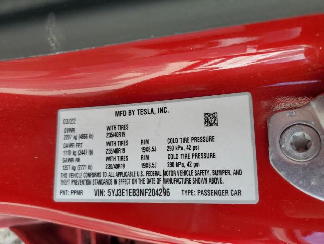 2022 TESLA MODEL 3 - 5YJ3E1EB3NF204296
