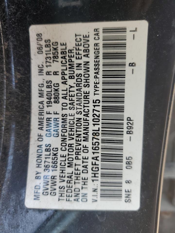 1HGFA16578L102715 2008 Honda Civic Lx
