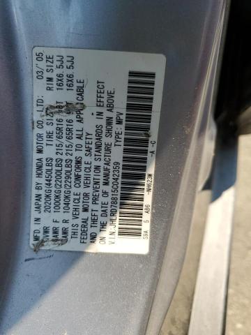 2005 Honda Cr-V Ex VIN: JHLRD78815C042359 Lot: 59879204