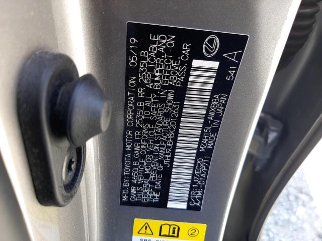 2019 Lexus Ux 250H VIN: JTHU9JBH8K2012631 Lot: 58022494