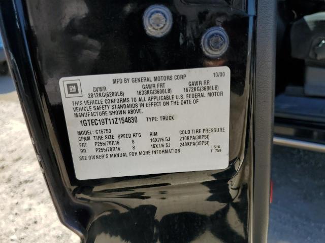 2001 GMC New Sierra C1500 VIN: 1GTEC19T11Z154830 Lot: 58868654