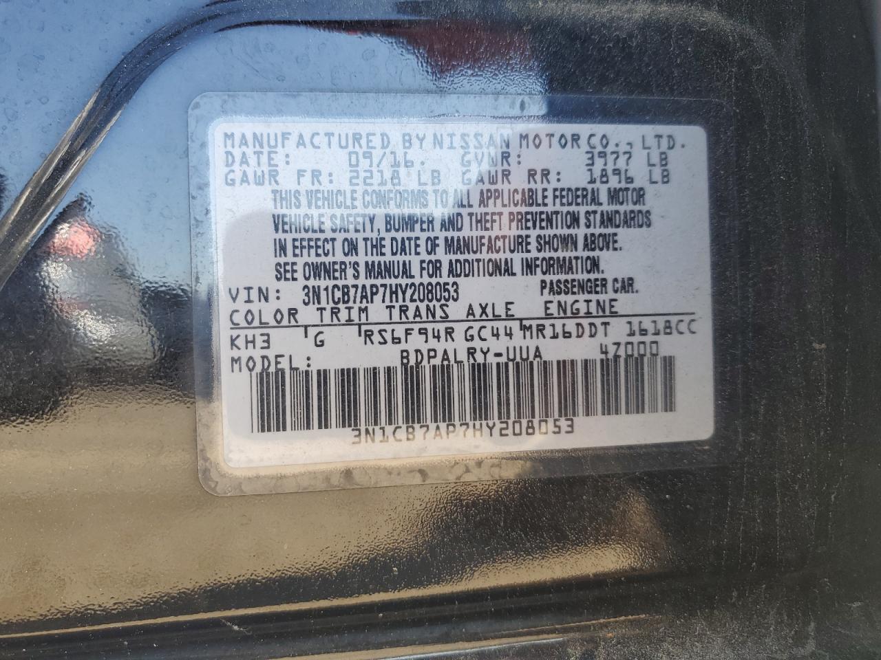 3N1CB7AP7HY208053 2017 Nissan Sentra Sr Turbo