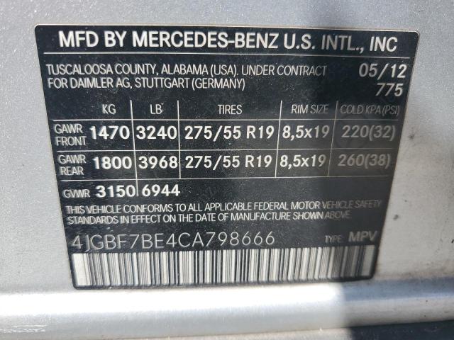 2012 Mercedes-Benz Gl 450 4Matic VIN: 4JGBF7BE4CA798666 Lot: 60880304