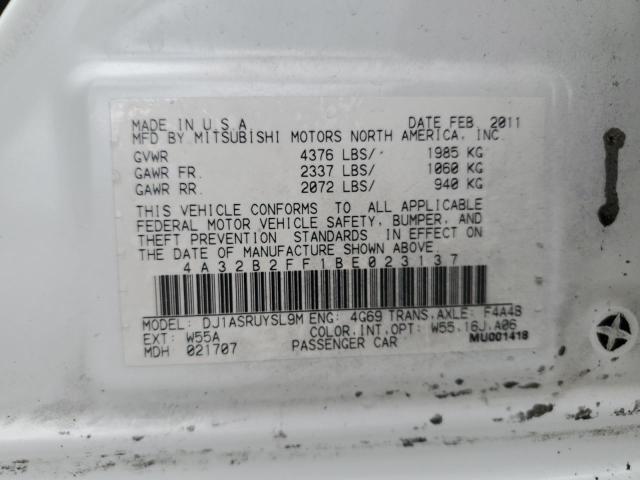 2011 Mitsubishi Galant Fe VIN: 4A32B2FF1BE023137 Lot: 57637274